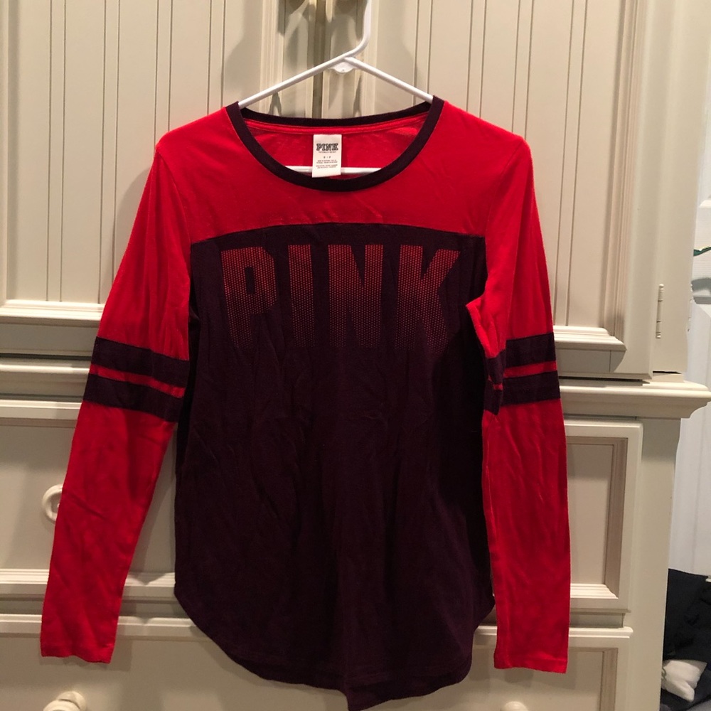 Red and Maroon PINK Long-Sleeve Tee